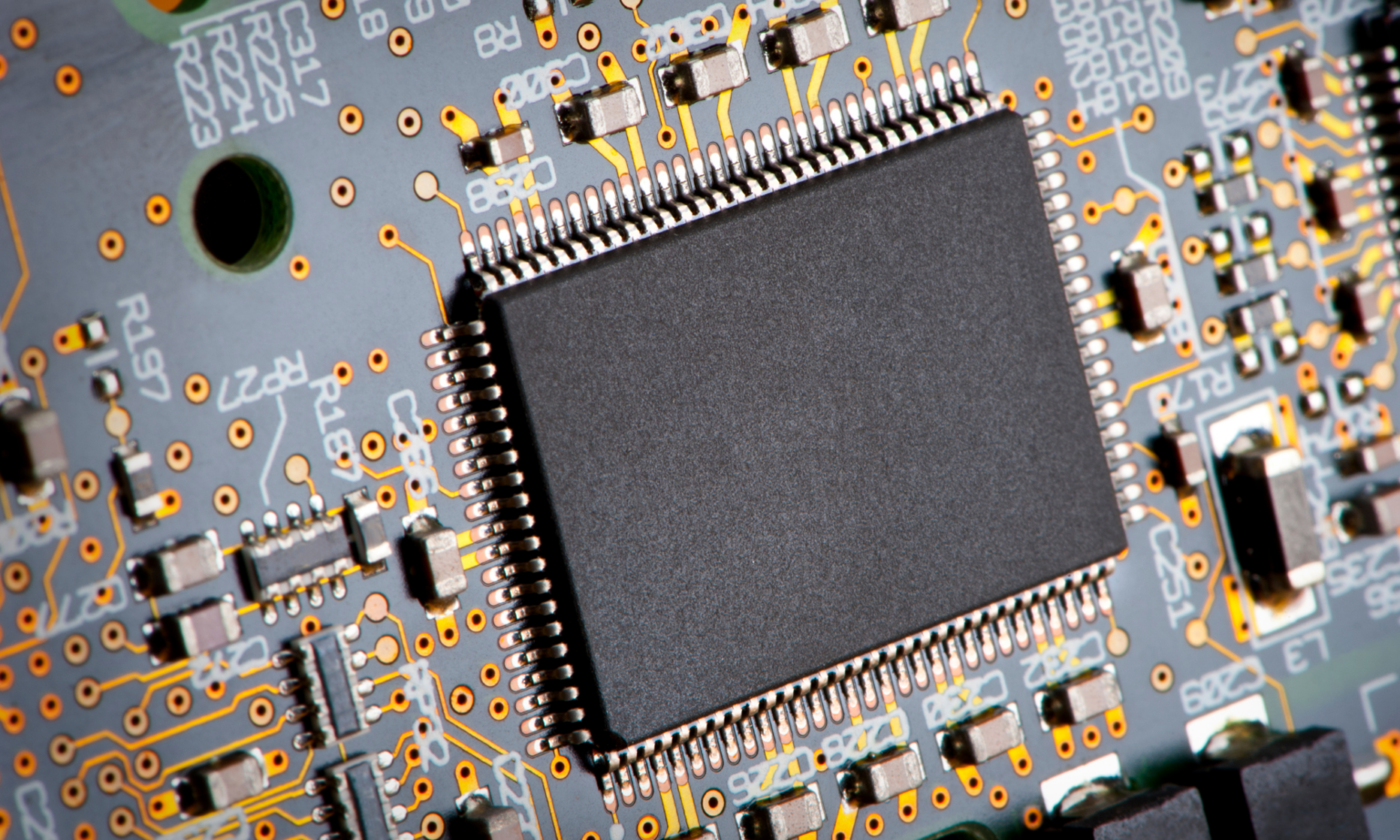Close-up of an embedded controller board under development